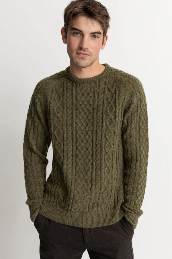 Mohair Fishermans Knit / Olive