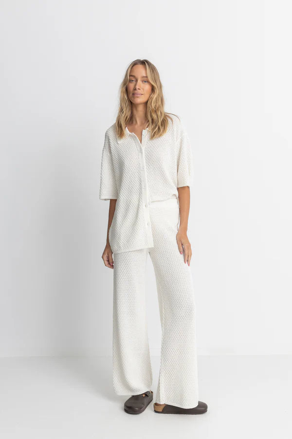 Dune Wide Leg Knit Pant / White