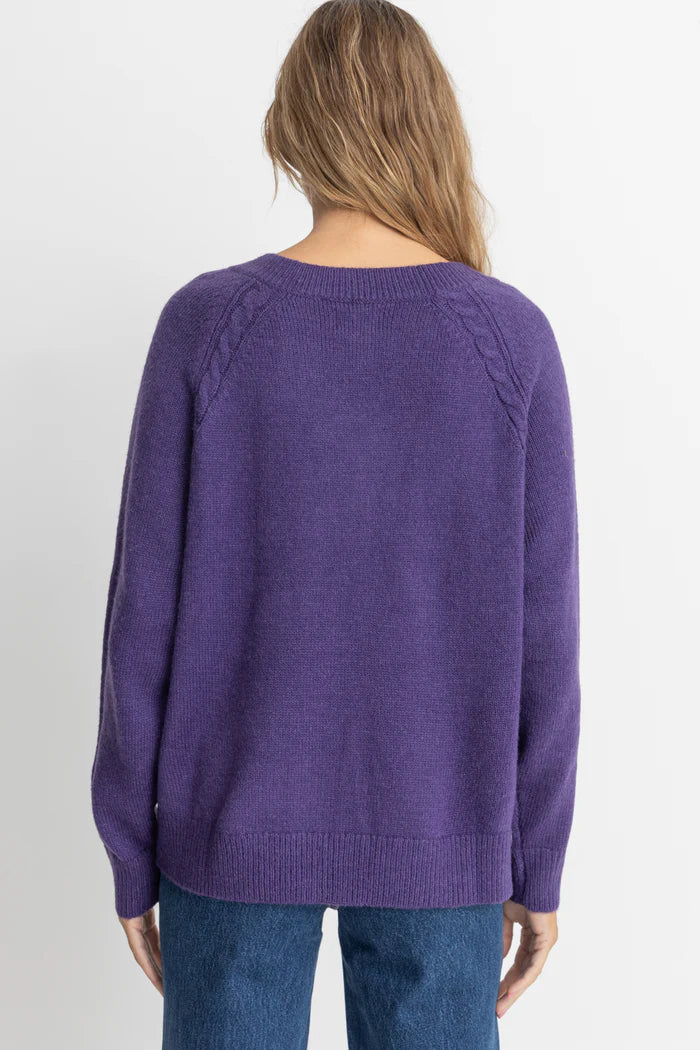 Moonstone Oversized V Neck Knit / Plum