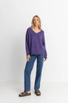 Moonstone Oversized V Neck Knit / Plum