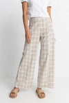 Rumi Check Wide Leg Pant / Natural