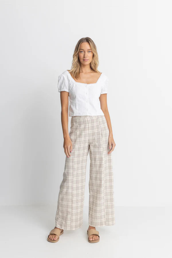 Rumi Check Wide Leg Pant / Natural