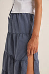 Lola Check Tiered Maxi Skirt / Navy