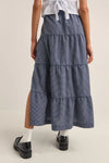 Lola Check Tiered Maxi Skirt / Navy