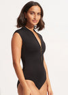 S. Collective Zip Front One Piece / Black