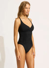 MF Gathered Wrap Front One Piece / Black