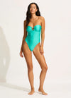 Ring Front Bandeau One Piece / Aquatic Blue