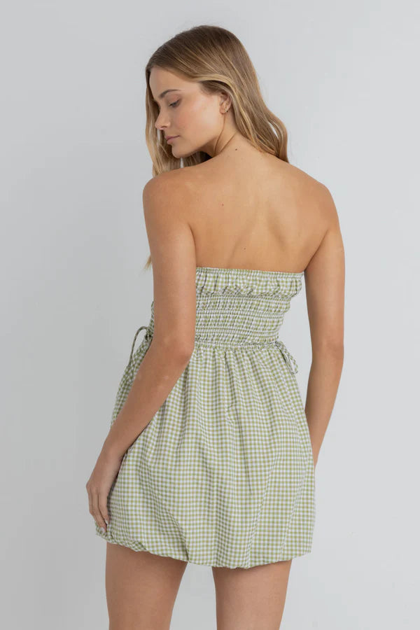 Lana Gingham Bubble Dress / Green