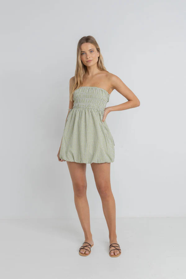 Lana Gingham Bubble Dress / Green