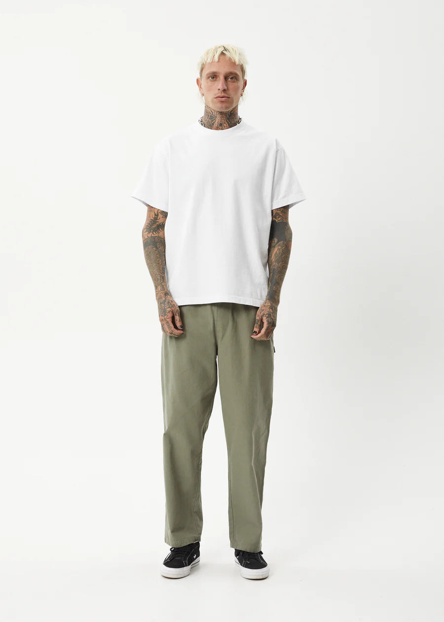 Ninety Eights - Baggy Elastic Waist Pants / Olive