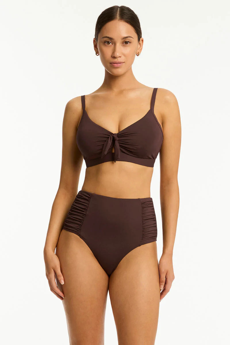 Essentials Edit Tie Front DD/E Cop Bralette / Cocoa