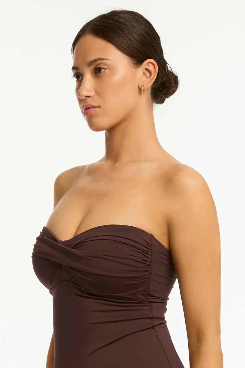 Essentials Edit Twist Bandeau One Piece / Cocoa