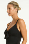 Essentials Edit Tie Front DD/E Cup One Piece / Black