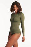 Essentials Long Sleeve Rash Vest Full Zipper / Khaki