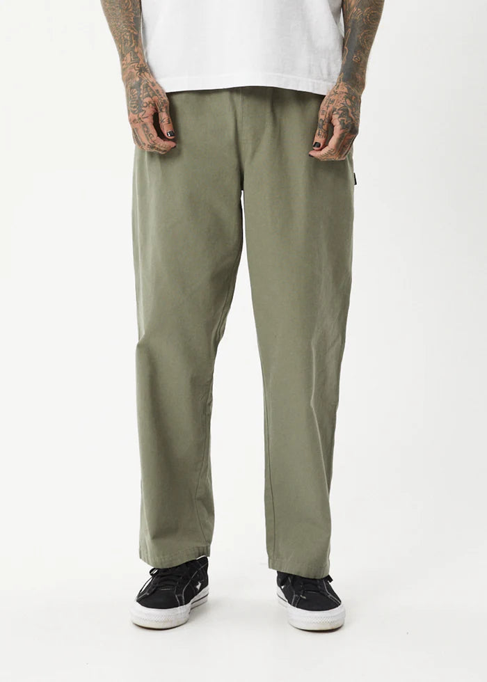 Ninety Eights - Baggy Elastic Waist Pants / Olive