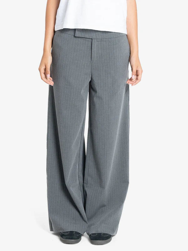 Christina Pinstripe Trouser / Metal Grey